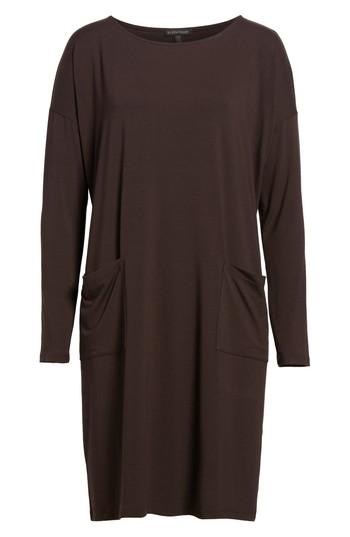 Women's Eileen Fisher Jersey Ballet Neck Shift Dress - Brown