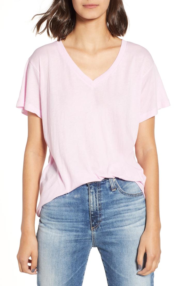 Women's Wildfox Romeo V-neck Tee - Pink
