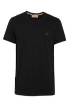 Men's Burberry Logo Embroidered Crewneck T-shirt, Size - Black