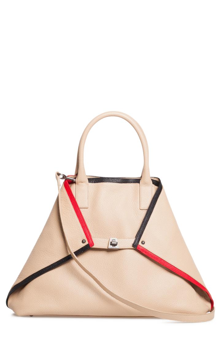 Akris Ai Medium Top Handle Leather Tote - Beige