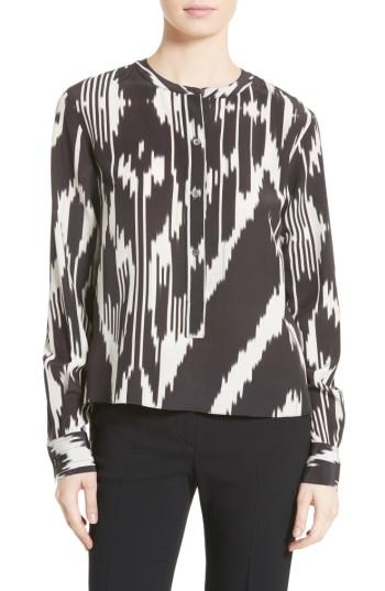 Women's Theory Isalva Interlace Ikat Silk Top - Black