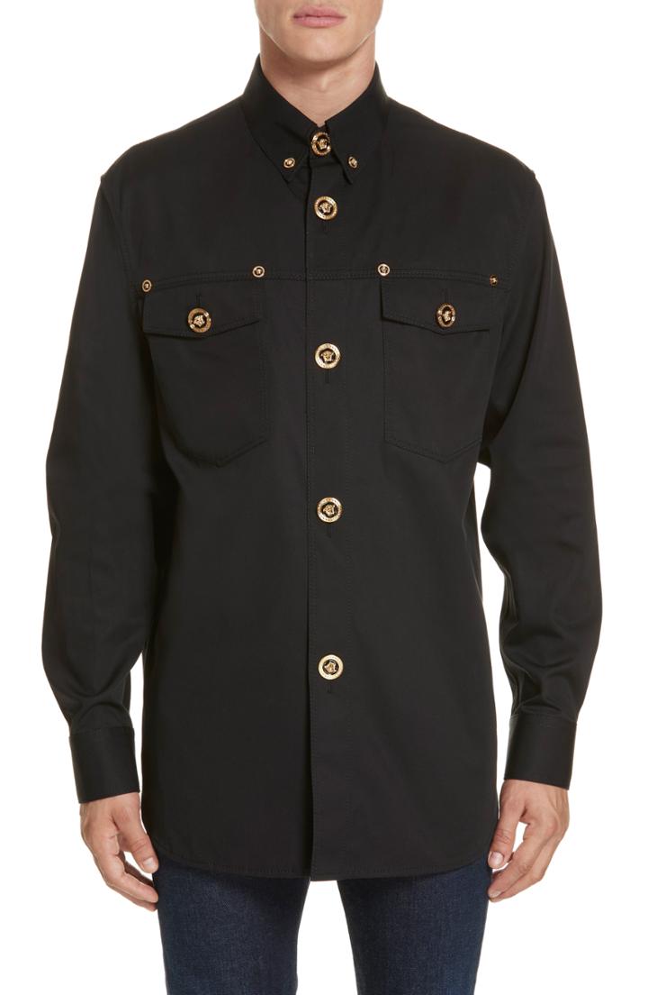 Men's Versace Medusa Button Shirt Eu - Black