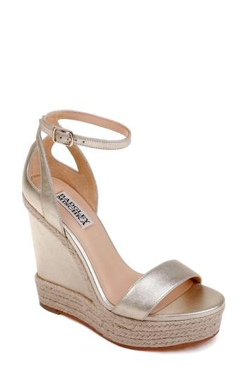 Women's Badgley Mischka Honest Espadrille Wedge Sandal .5 M - Metallic