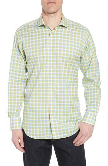 Men's Thomas Dean Regular Fit Check Sport Shirt - Yellow