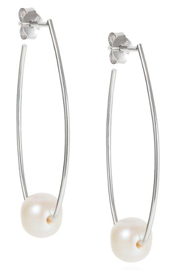 Women's Claudia Bradby Trapeze Pearl Hoop Earrings