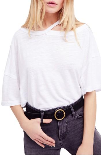 Women's Free People Alex Cutout Tee, Size - White