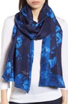 Women's Kate Spade New York Hibiscus Silk Scarf, Size - Blue
