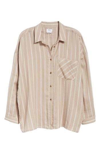 Women's Rvca Holt Stripe Tie Hem Top - Grey