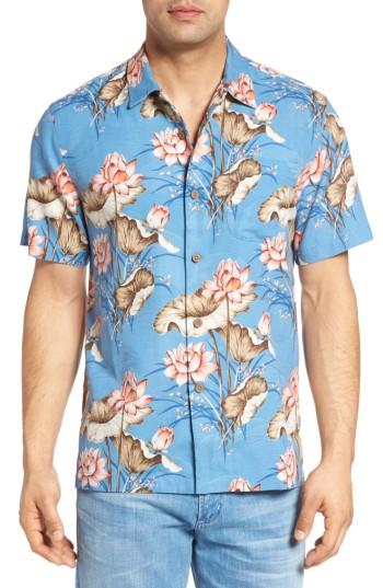 Men's Tommy Bahama Adriatic Garden Silk Blend Camp Shirt, Size - Blue
