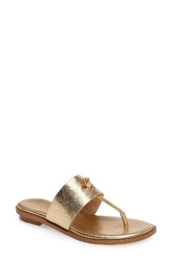 Women's Michael Michael Kors Cindy Thong Sandal M - Metallic