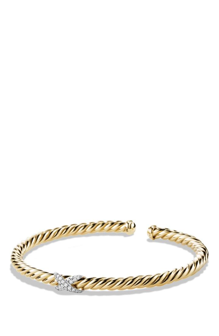 Women's David Yurman 'x - Cablespira' Bracelet With Diamonds In 18k Gold