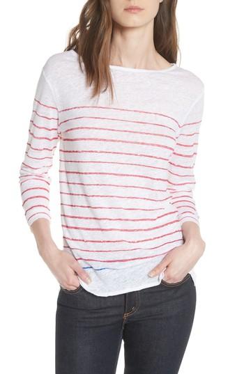 Women's Majestic Filatures Stripe Three Quarter Sleeve Tee