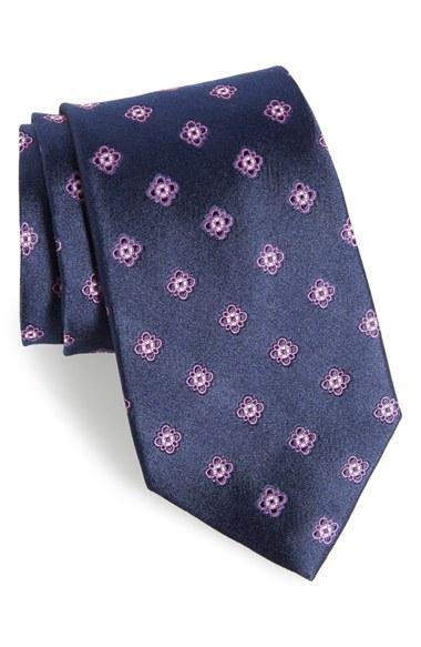 Men's Nordstrom Men's Shop Bright Neat Silk Tie, Size X-long - Blue