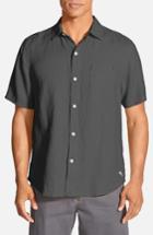Men's Tommy Bahama 'sea Glass Breezer' Original Fit Short Sleeve Linen Shirt - Black