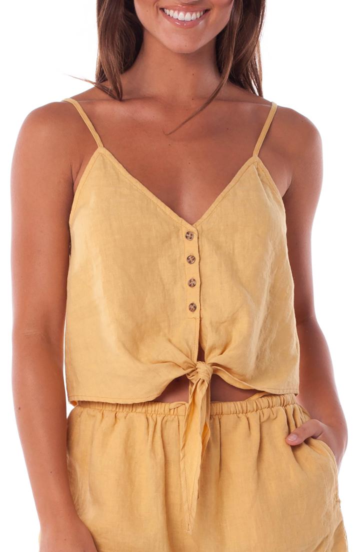 Women's Rhythm Amalfi Tie Hem Top - Yellow