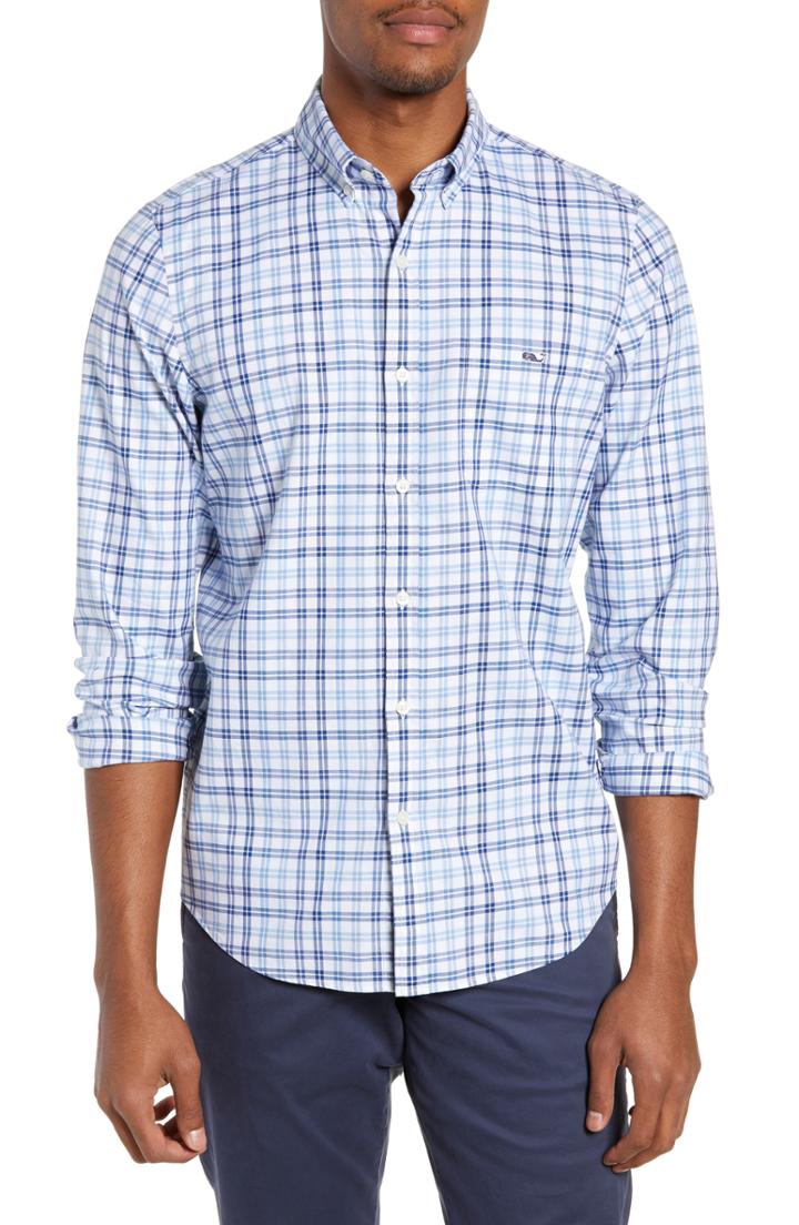 Men's Vineyard Vines Robin's Nest Tucker Slim Fit Check Sport Shirt - Blue