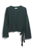 Women's Madewell Texture & Thread Wrap Top, Size - Green