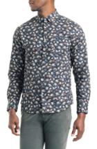 Men's Good Man Brand Floral Street Slim Fit Floral Cotton Sport Shirt - Blue