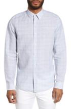 Men's Theory Sylvain Dashed Trim Fit Linen Blend Sport Shirt, Size - Grey
