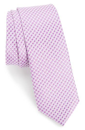 Men's Nordstrom Men's Shop Elkin Check Silk Skinny Tie, Size - Purple