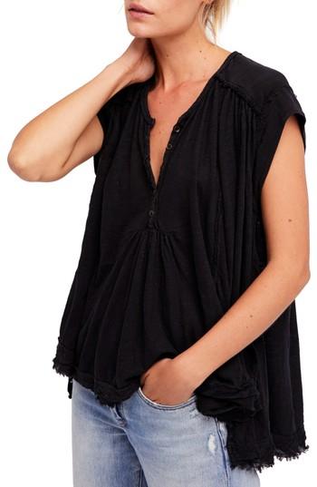 Women's Free People Aster Henley Top - Black