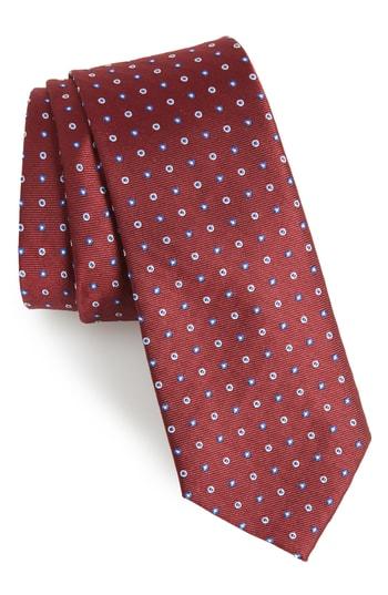 Men's 1901 Ladrido Dot Silk Skinny Tie, Size - Burgundy
