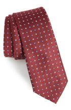 Men's 1901 Ladrido Dot Silk Skinny Tie, Size - Burgundy