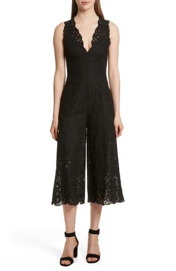 Women's Jonathan Simkhai Scallop Edge Embroidered Jumpsuit - Black