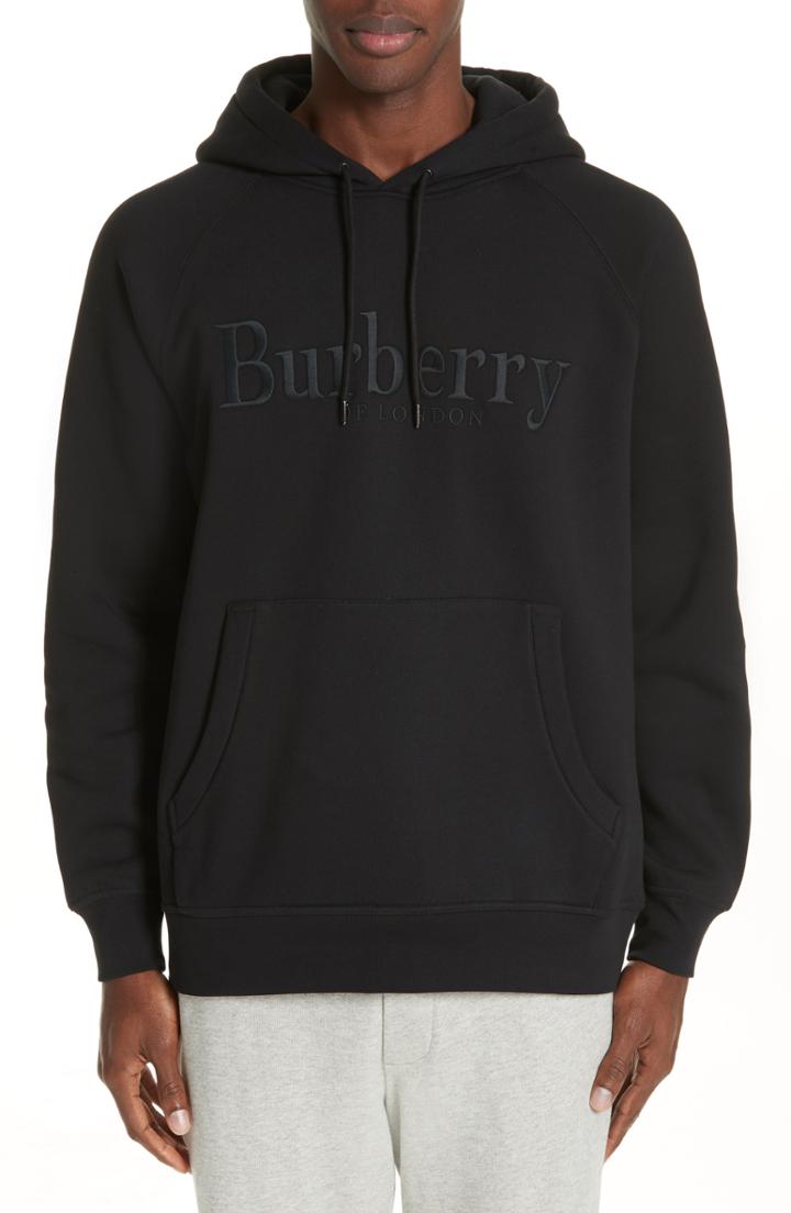 Men's Burberry Clarke Logo Hoodie - Black