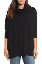 Women's Caslon Relaxed Turtleneck Sweater Poncho /small - Black