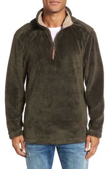 Men's True Grit Pebble Pile Faux Fur Half Zip Pullover - Green