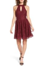 Women's Speechless Gigi Lace Fit & Flare Dress - Burgundy