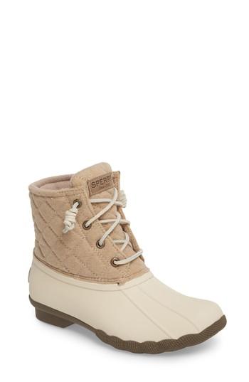 Women's Sperry 'saltwater' Waterproof Rain Boot M - Beige