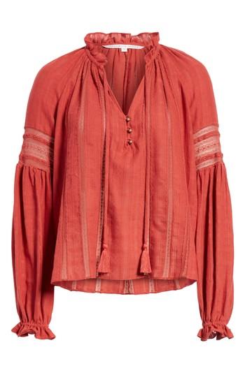 Women's Veronica Beard Kalina Cotton Blouse - Red