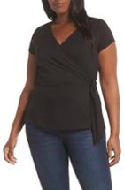 Women's Gibson Faux Wrap Tie Shirt, Size - Black