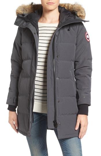 Women's Canada Goose Shelburne Fusion Fit Genuine Coyote Fur Trim Down Parka, Size - Grey