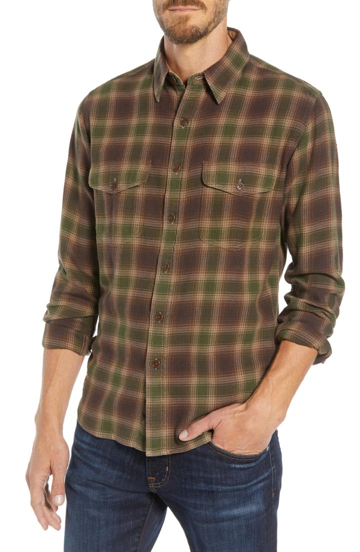 Men's Frye Marlon Plaid Flannel Shirt - Brown