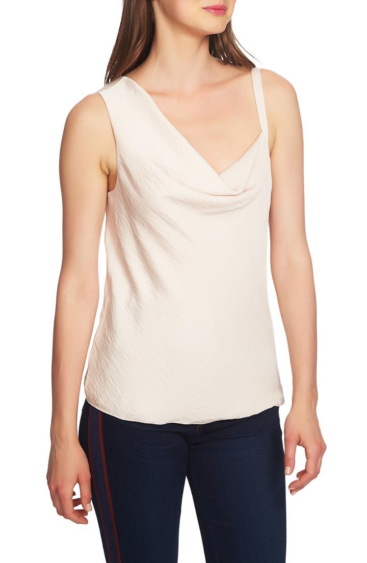 Women's 1.state Asymmetrical Drape Neck Hammered Satin Camisole - Pink