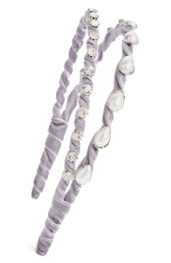 Topshop Embellished Velvet Headband, Size - Purple
