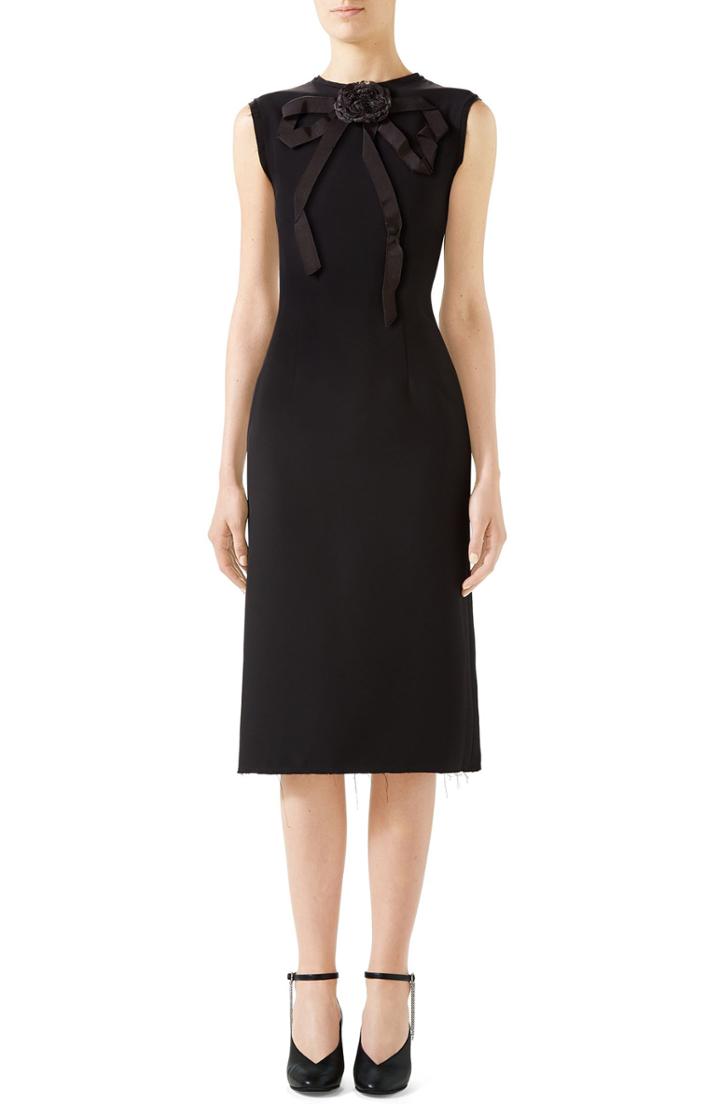Women's Gucci Cady Crepe Bow Pencil Dress Us / 40 It - Black