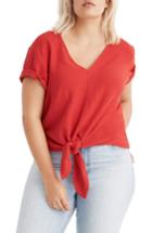 Women's Madewell Texture & Thread V-neck Modern Tie-front Top, Size - Red