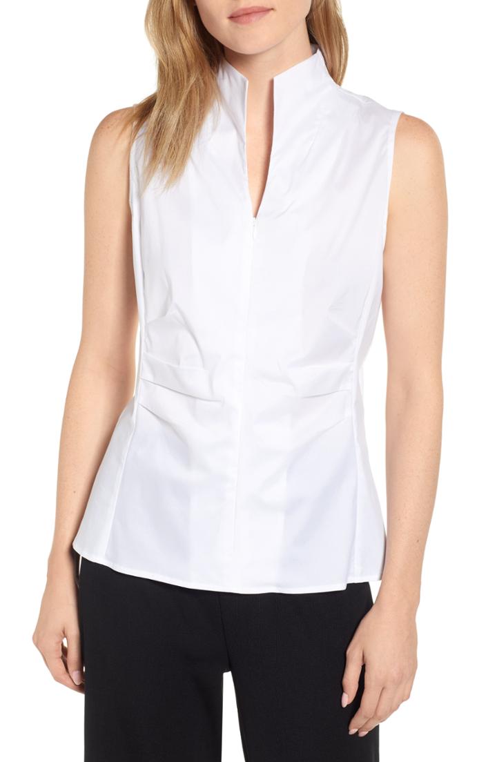 Women's Ming Wang Zip Neck Blouse - White