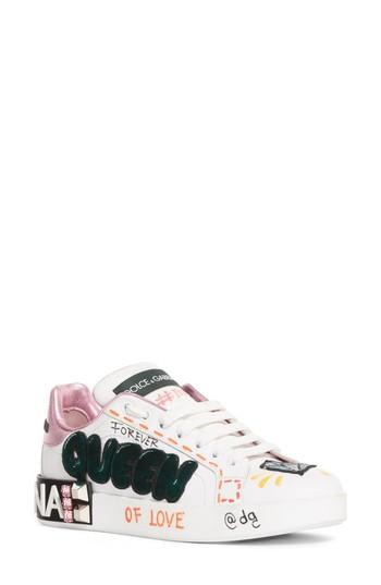 Women's Dolce & Gabbana Queen Graffiti Lace-up Sneaker .5us / 36eu - White