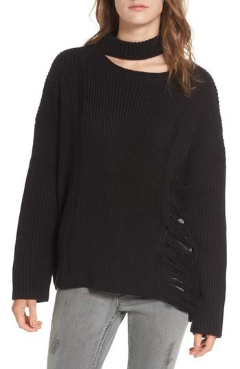 Women's Moon River Destroyed Sweater - Black