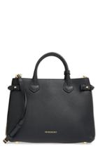 Burberry 'medium Banner' House Check Leather Tote - Black