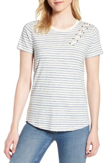 Women's Lucky Brand Lace-up Shoulder Stripe Tee