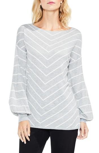 Women's Vince Camuto Long Sleeve Chevron Intarsia Sweater, Size - Grey