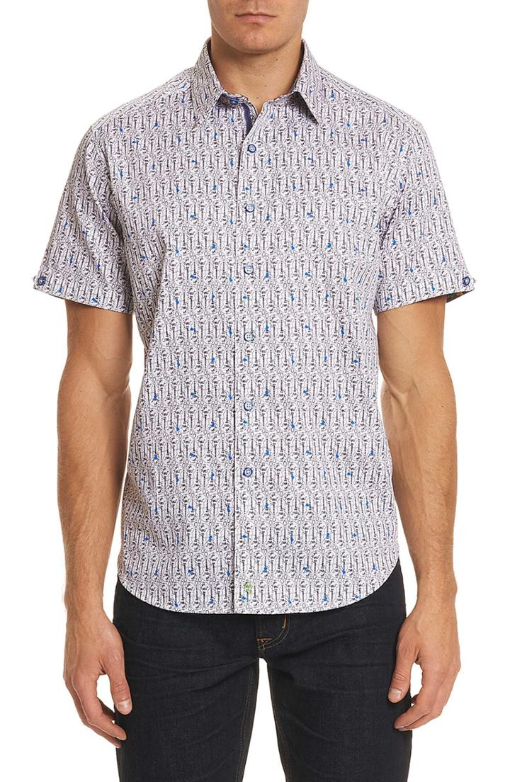 Men's Robert Graham Cuban Tres Classic Fit Print Sport Shirt, Size - White