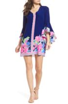 Women's Lilly Pulitzer Rosalia Bell Sleeve Silk A-line Dress - Blue