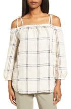 Women's Nordstrom Collection Off The Shoulder Plaid Top